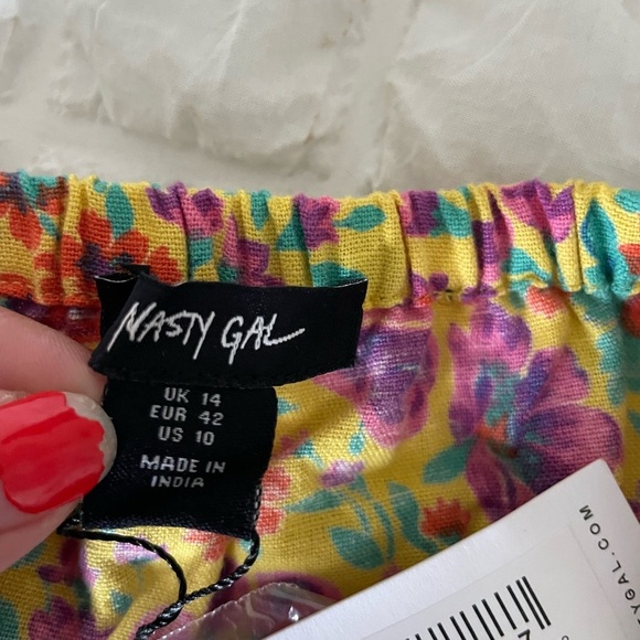 Nasty Gal skater ditsy floral strapless linen cotton mini dress - Picture 9 of 12